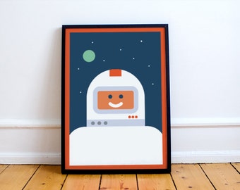 Astronaut Print! minimalist, playroom, nursery, children's bedroom, outer space, nasa,  science, rockets, planets