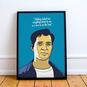 Jack Kerouac Portrait Print! Poster, On The Road quote, The Dharma Bums Big Sur, beat generation