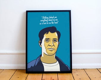 Jack Kerouac Portrait Print! Poster, On The Road quote, The Dharma Bums Big Sur, beat generation