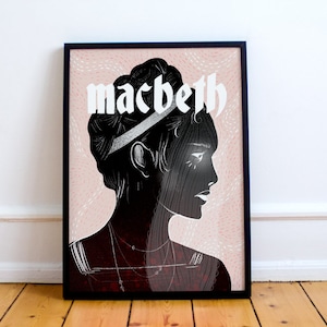 Macbeth Print! William Shakespeare inspired poster, tragedy, literature, plays, performing, hamlet, The Tragedy of, The Scottish Play