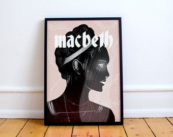 Macbeth Print! William Shakespeare inspired poster, tragedy, literature, plays, performing, hamlet, The Tragedy of, The Scottish Play