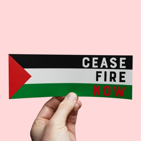 Cease Fire Now Sticker, Palestine Bumper Sticker, Free Palestine, immediate ceasefire, Bumper Sticker