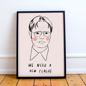 Dwight Schrute Print! American Office Illustration,  Rainn Wilson, Ricky Gervais, Dunder Mifflin, jim and pam, poster clown