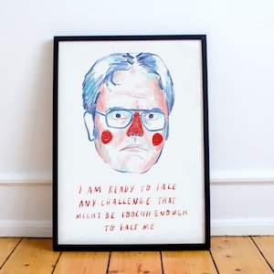 Dwight Schrute Print! American Office Illustration,  Rainn Wilson, Ricky Gervais, Dunder Mifflin, jim and pam, poster clown
