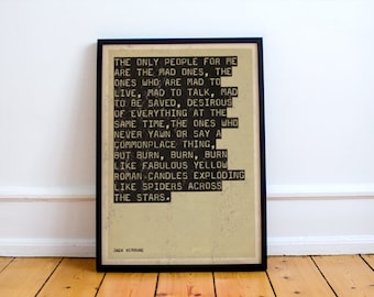 Jack Kerouac &quot;On The Road&quot; Poster, beat generation, jazz, big sur, Allen Ginsberg,