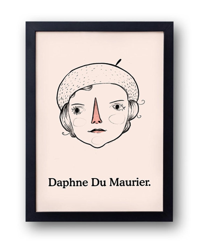 Daphne Du Maurier Portrait Art Print, Rebecca, My Cousin Rachel, and Jamaica Inn,house, image 3