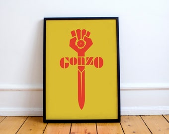 Gonzo Poster, Hunter S. Thompson, Fear and loathing, Rum Diary, Hell's Angels,