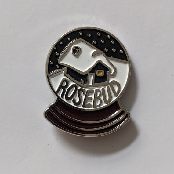 Rosebud Enamel Pin, Citizen Kane Inspired. Snow Globe. Orson