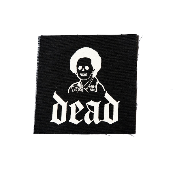 Margaret Thatcher Dead! patches for jackets, metal, screen printed, sew on patch, 80s,  tories, milk snatcher Thatcherism, neoliberalism