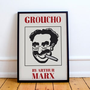 Groucho Marx Poster. Redrawing of Arthur Marx book &#39;Groucho&#39;. Duck Soup, Vaudeville, animal crackers, hollywood, marx Brothers,