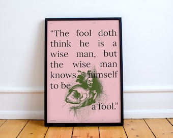 As You Like It quote Print! William Shakespeare inspired poster, tragedy, literature, plays, comedy, Rosalind, Jaques The Fool