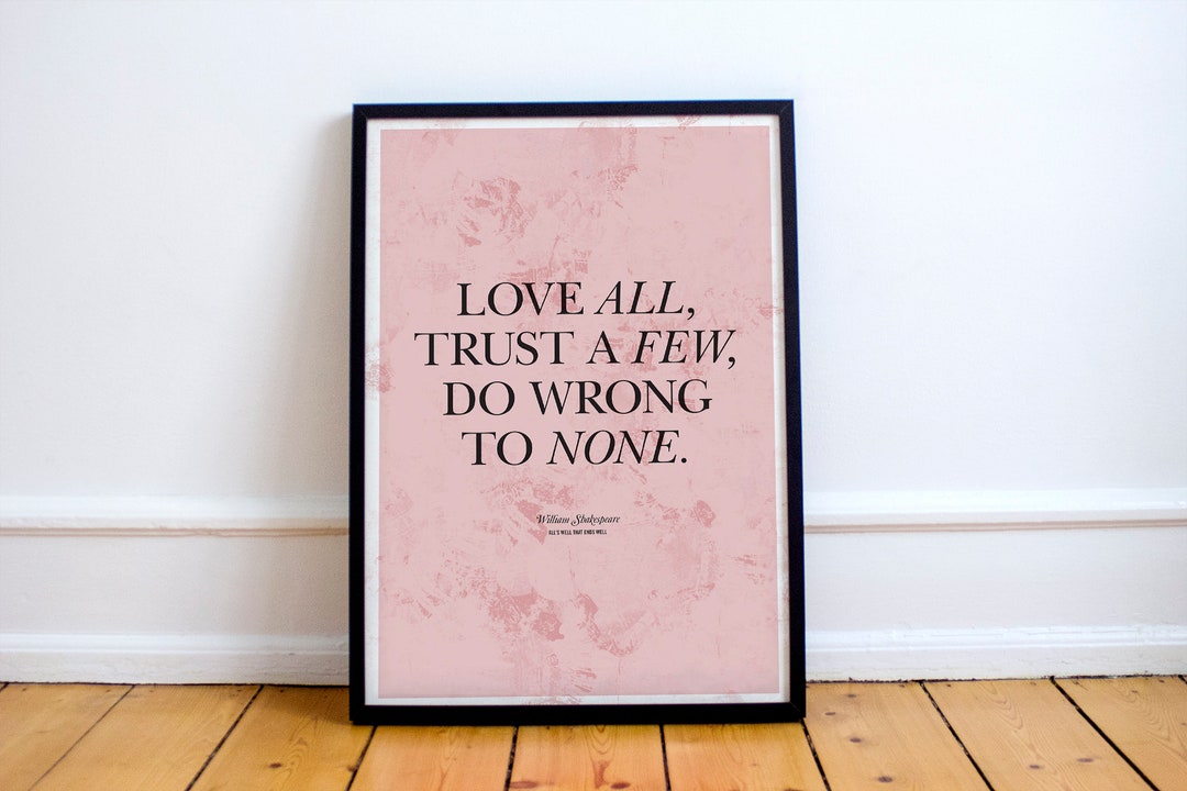 William Shakespeare Quote Print, All's Well That Ends Well, Comedies ...