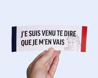 ¡Pegatina de Serge Gainsbourg! J'e suis venu te dire que je m'en vais! moi non plus cine francés, pop, pegatina divertida para el parachoques del coche, pegatina Meme,