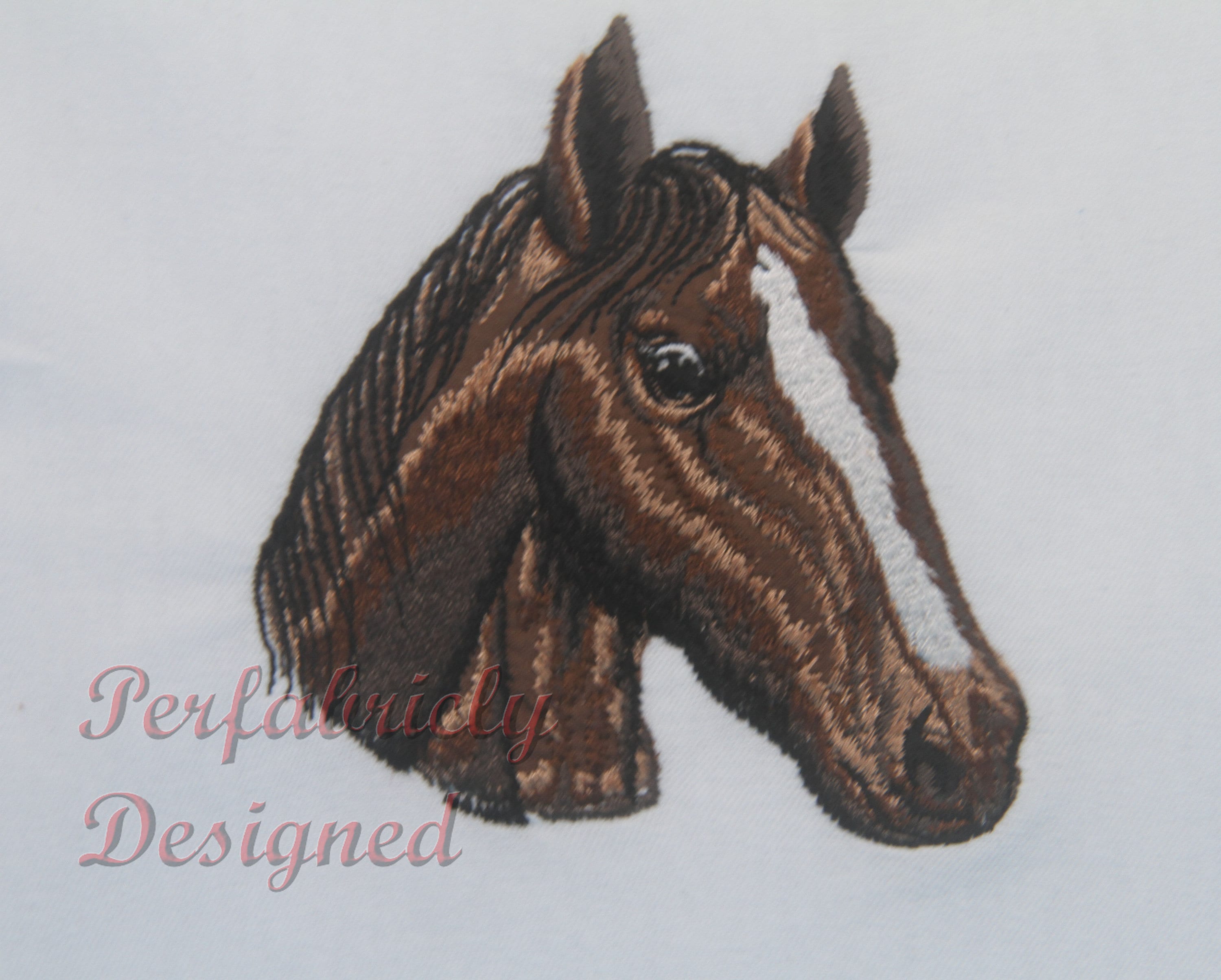 Horse Head, Embroidered Horse Head, Equine Embroidery, Machine