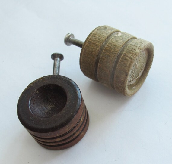 Vintage Wood Drawer Knobs 3 Old Wooden Knobs Cabinet Drawer Etsy