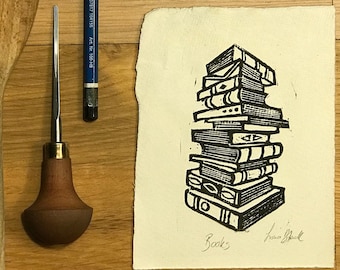 Bookish Lino Print