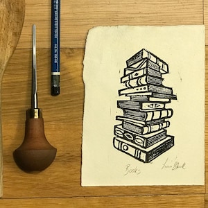 Bookish Lino Print