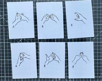 British Sign Language Lino Print Letter A-F