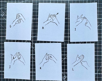 British Sign Language Lino Print Letter G-L