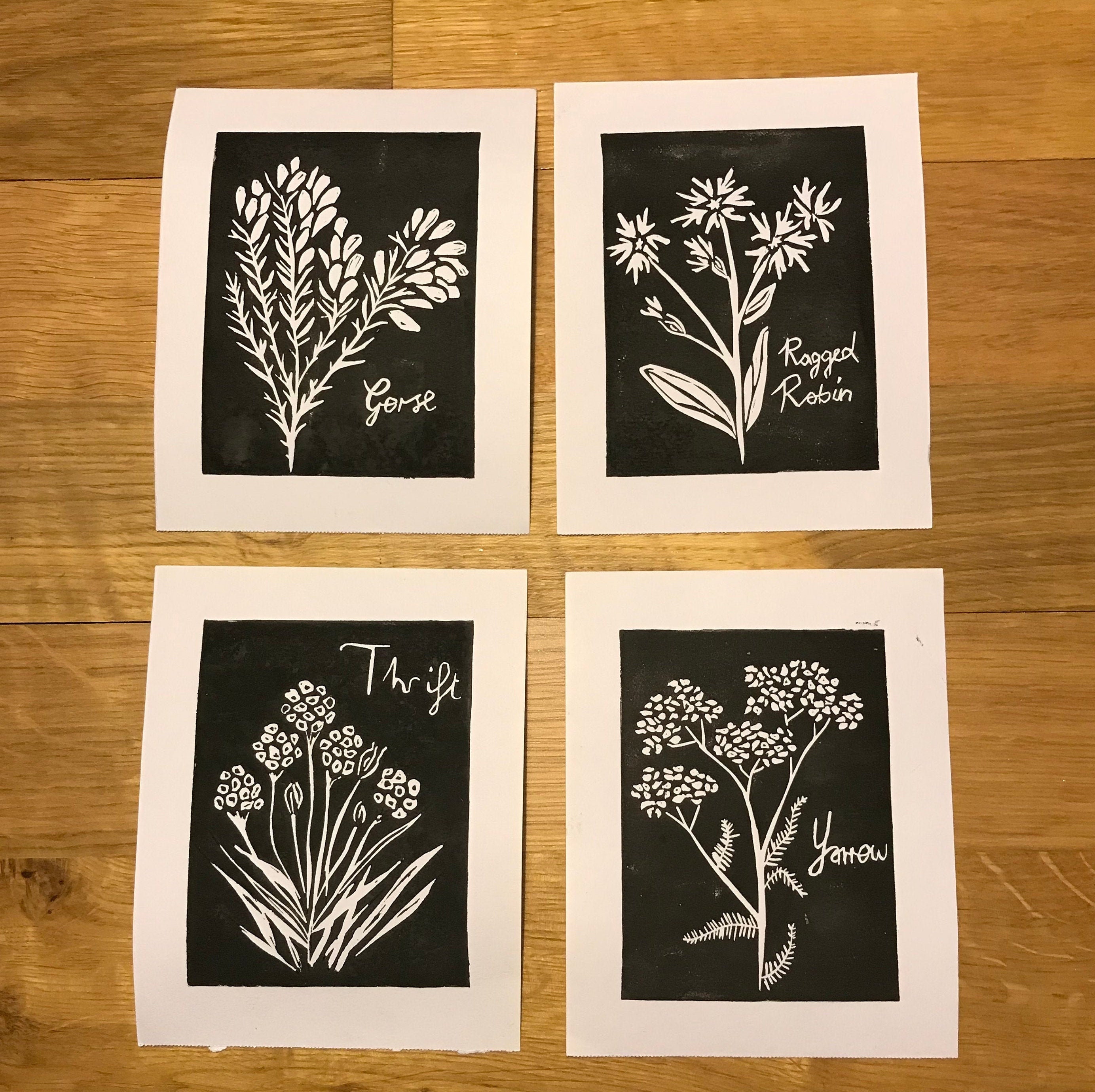 Linocut Symmetric Flower Print For Home Decor • Booba Prints