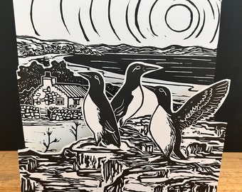 Handa 3D Island lino print