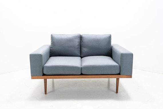 Industrial Modern Mid Century Style Loveseat Etsy