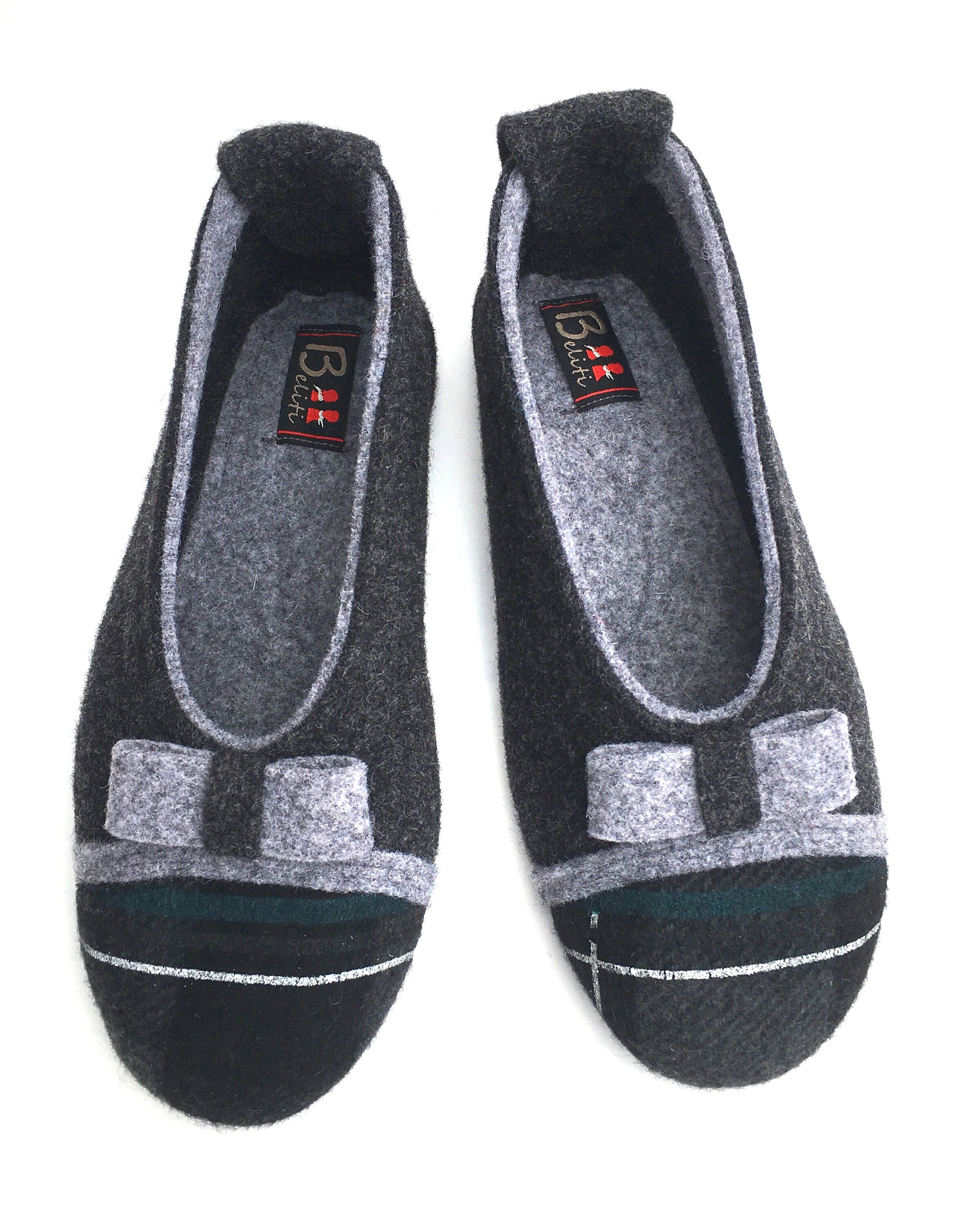 Chaussons Enfant Laine Feutrée Ballerine K2 Couleur Gris La Marine