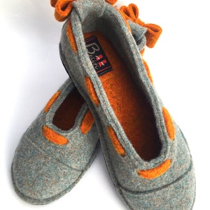 Wool Felt Warm Ballet Flat Slippers Flower
