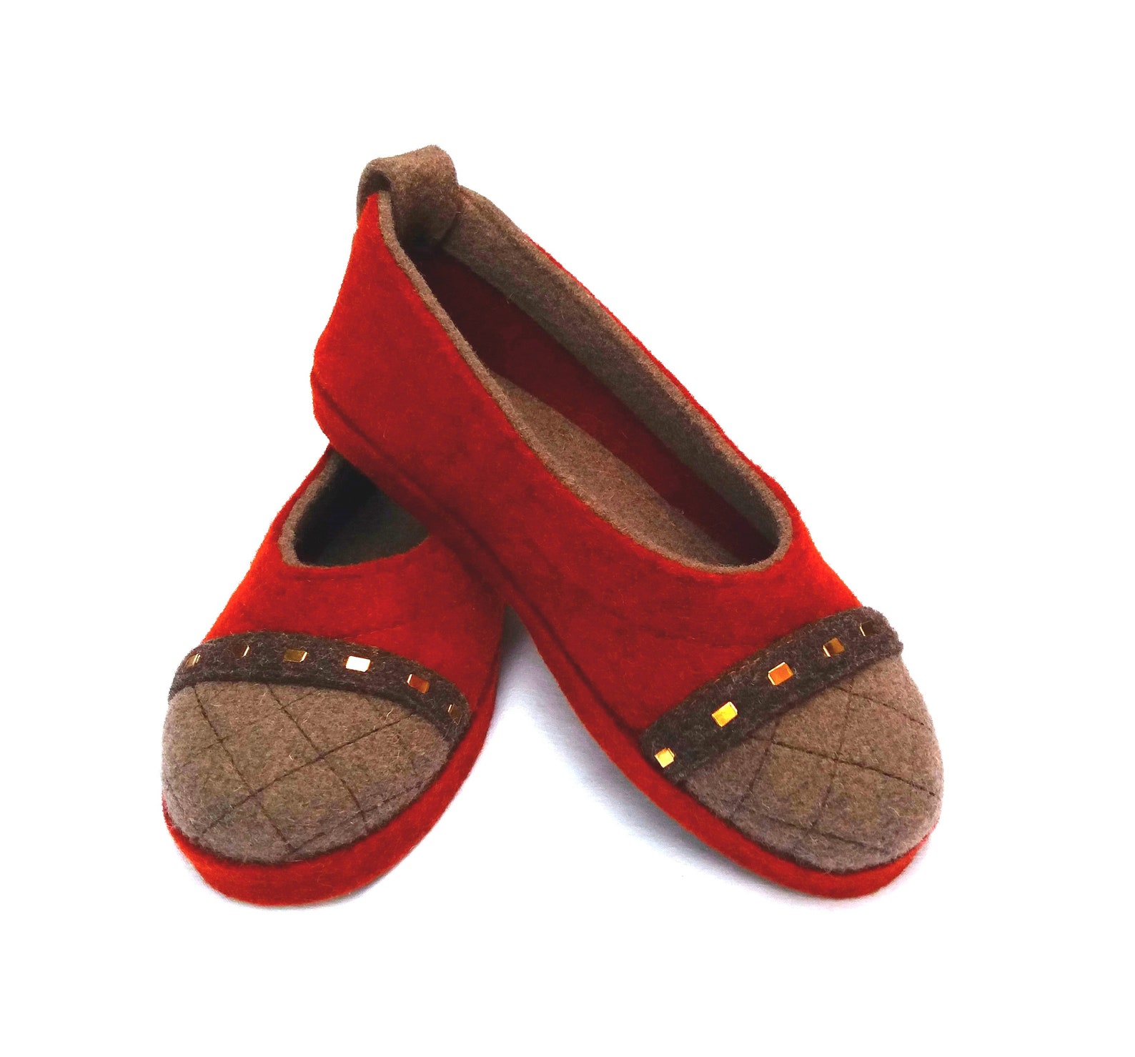 wool felt warm ballet flat slippers affori