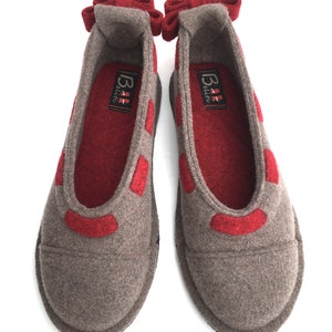 Wool Felt Warm Ballet Flat Slippers Flower