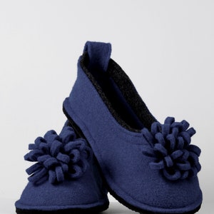 Wool Felt Warm Ballet Flat Slippers Flower