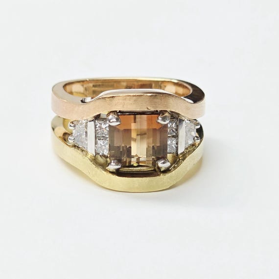 Spectacular PLAT/18K COFFIN & TROUT "Imperial" Color Tourmaline and Diamond Ring