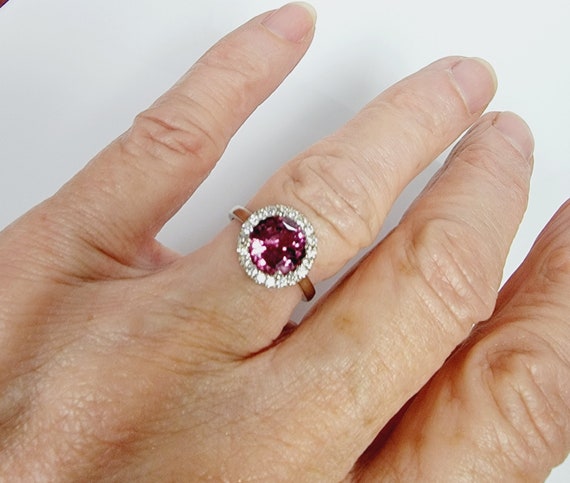 SALE!!! Pink Spinel &14k White Gold Diamond Halo Ring FREE Shipping!