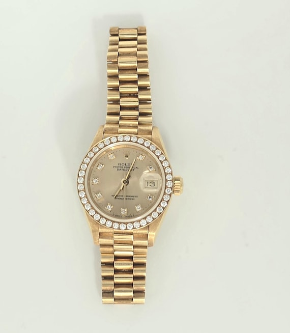 Rare Find! Ladies 18k Yellow Gold Crown Collection Rolex Watch