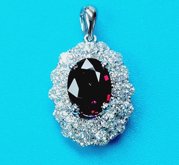 18K White Gold Non Heat 0.83ct "Blood Red" Ruby and Diamond Pendant