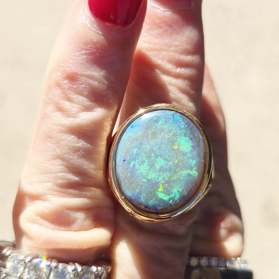 18K Yellow Gold Custom Opal & Diamond Ring WOW!!!!