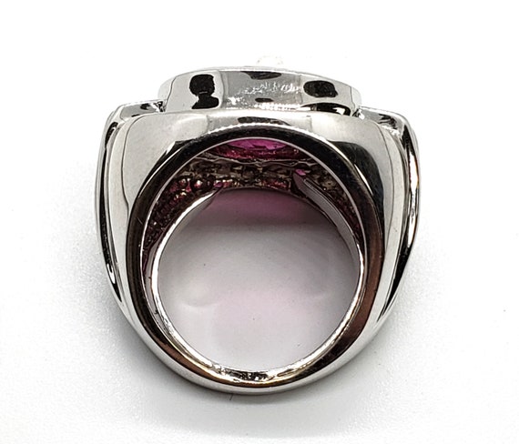 Oval Pink Tourmaline & Diamond Statement Ring - image 2