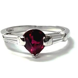 DROP DEAD GORGEOUS Platinum Pear Shaped Ruby & Diamond Ring