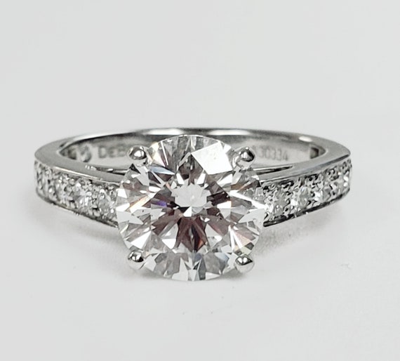 Huge SALE!!! DeBeers Platinum 2.01ct F, VS-2 GIA Diamond Engagement Ring with accent diamonds & Free Shipping!