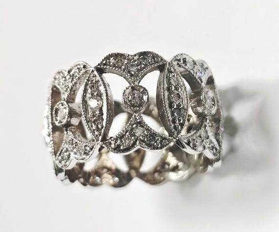 18KW Wide Diamond Eternity Band size 5