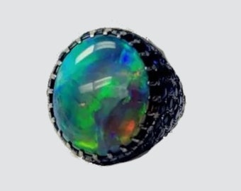 DROP DEAD GORGEOUS Custom 13.06ct Opal, Sapphire and Tsavorite Ring ~ Free Overnight Fed Ex Shipping