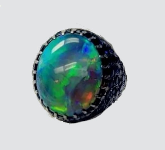 DROP DEAD GORGEOUS Custom 13.06ct Opal, Sapphire and Tsavorite Ring ~ Free Overnight Fed Ex Shipping