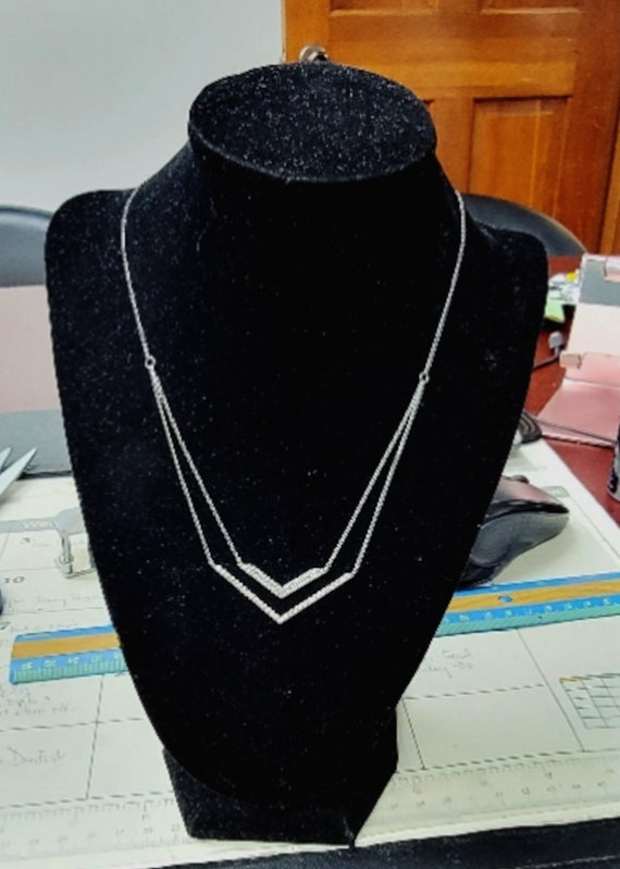 18K White Gold Layered Diamond Necklace