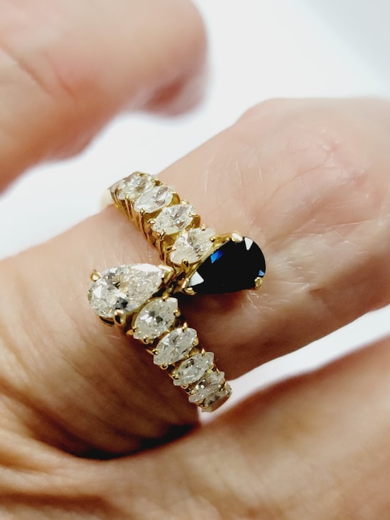SALE!!! Ladies Blue Sapphire & Diamond 14k Yellow Gold Ring