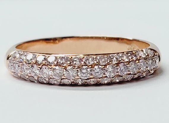 GORGEOUS Pink Diamond 14K Rose Gold Band Size 10  WOW!!!