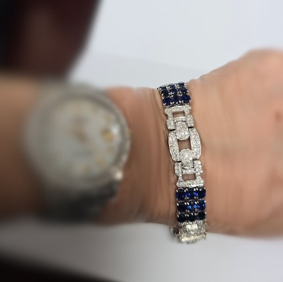 SALE!!! 18kwg 21.60ctw Sapphire & 3.00ctw Diamond Bracelet w/Free Shipping!