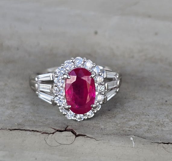 GIA Certified Burma Ruby and Diamond Platinum Ring