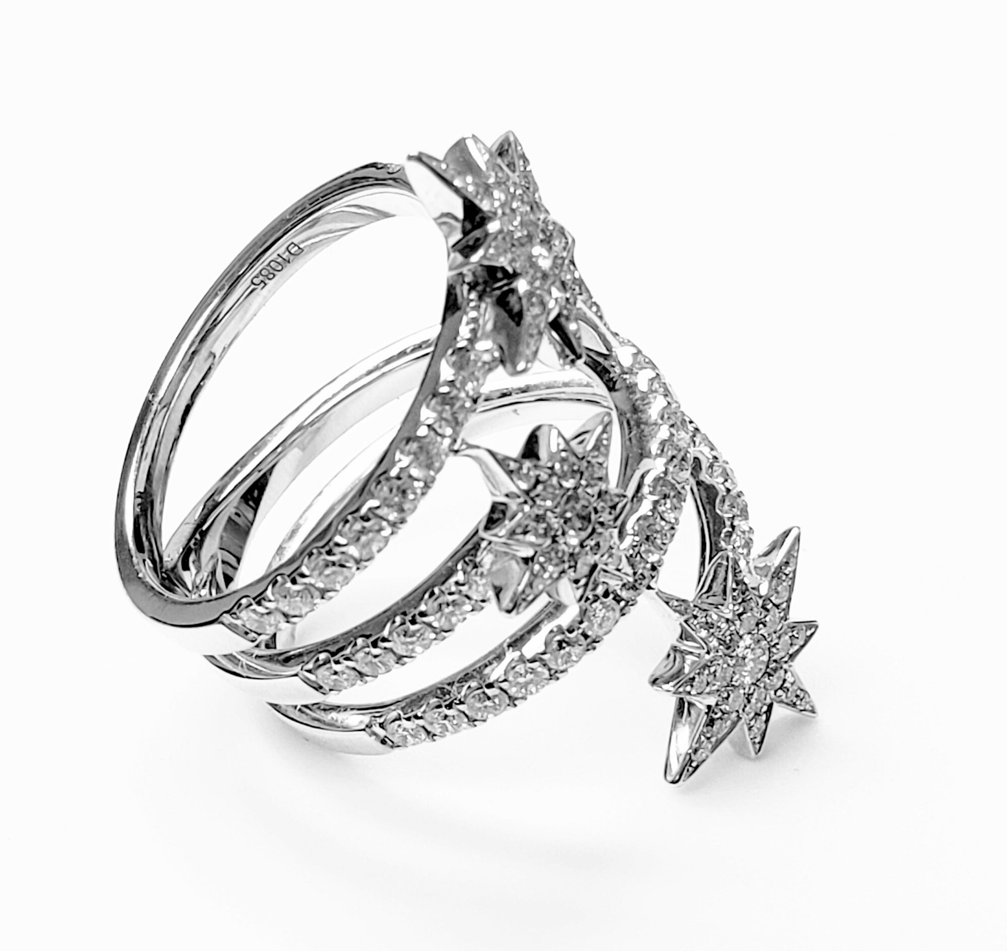 18K White gold and Diamond WrapAround Star Ring with Free Shipping!