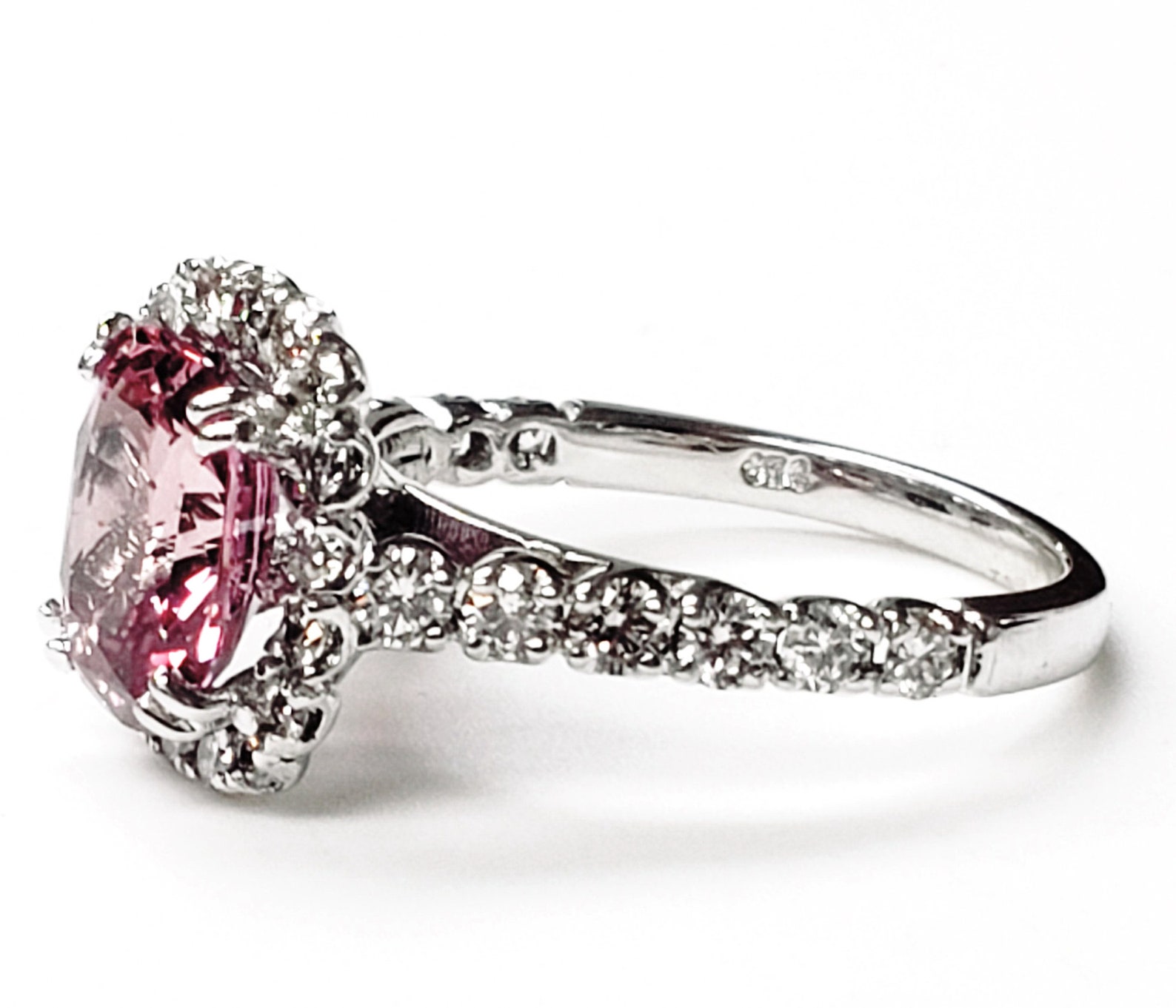 NATURAL GIA 2.91ct Purple Pink Sapphire in 14k White Gold 1.00ct halo