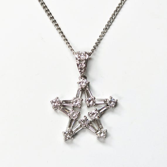 Platinum Diamond Star Pendant 0.88ctw with Platinum Chain